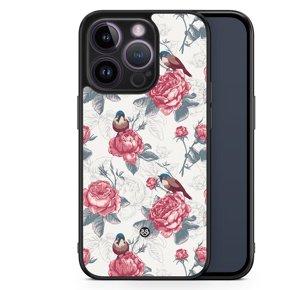 iPhone 14 Pro Case - Roses and Birds