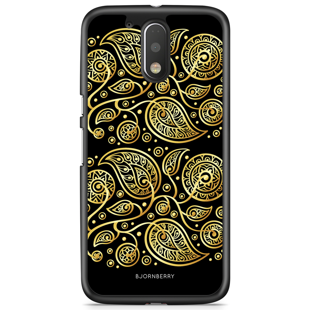 Moto G4/G4 Plus Skal - Guld Blommor
