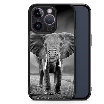 iPhone 14 Pro Case - Black/white Elephant