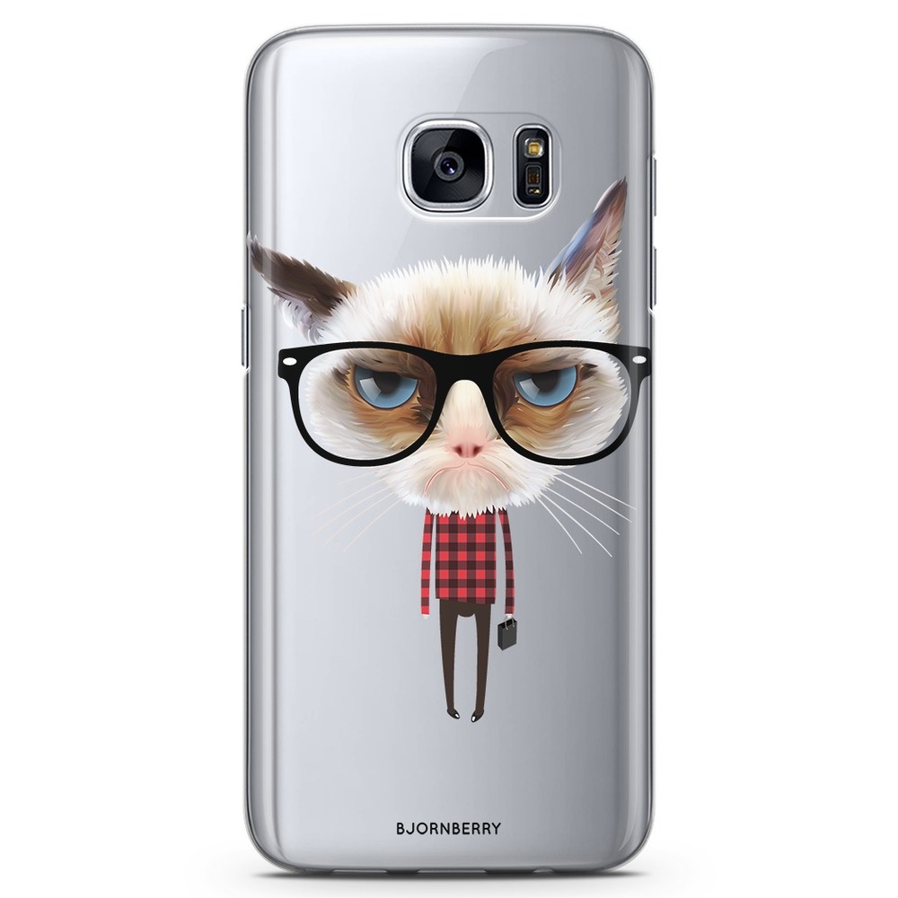 Samsung Galaxy S7 Genomskinligt Skal - Hipster Katt | Mobilskal & Mobilfodral BJORNBERRY