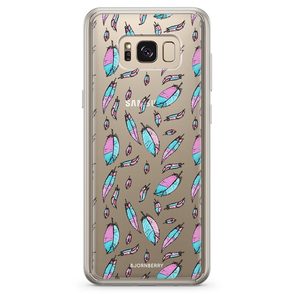 Samsung Galaxy S8 Plus Fashion Case - Pink/Blue Feathers