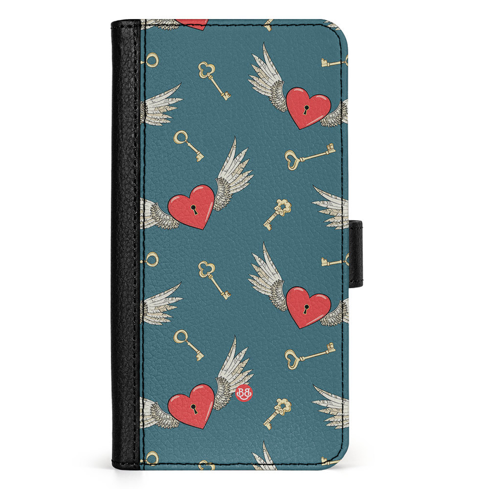 Doro 8050 Wallet Case - Hearts and Wings