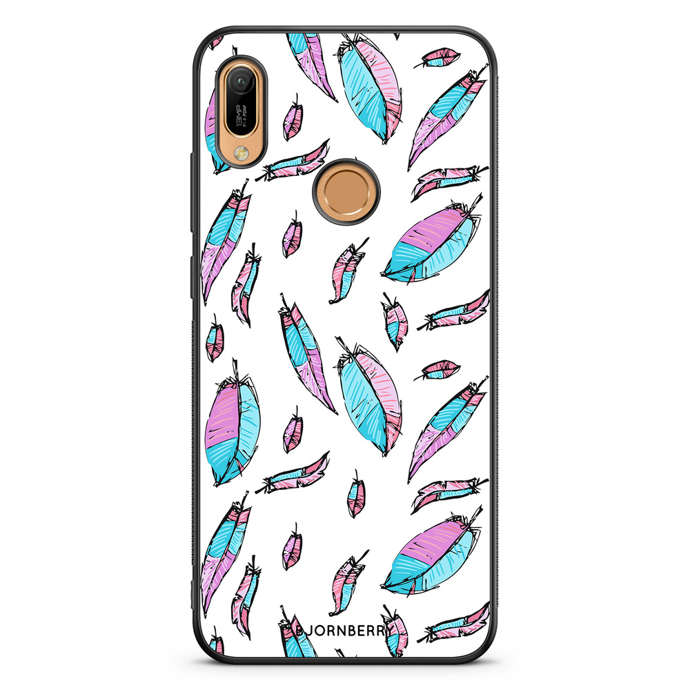 Huawei Y6 2019 Case - Pink/Blue Feathers