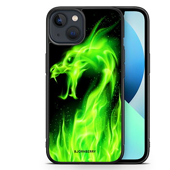 iPhone 13 Mini Skal - Grön Flames Dragon
