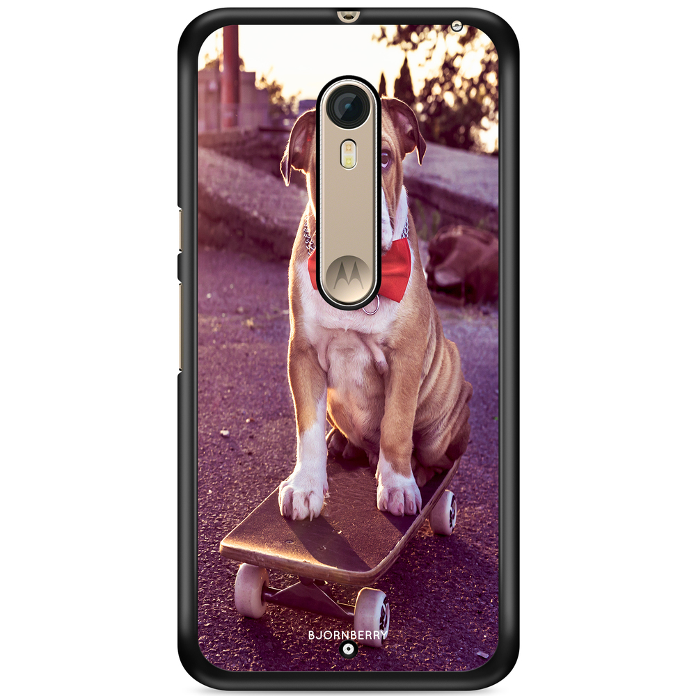 Moto X Style Case - Bulldog skateboard