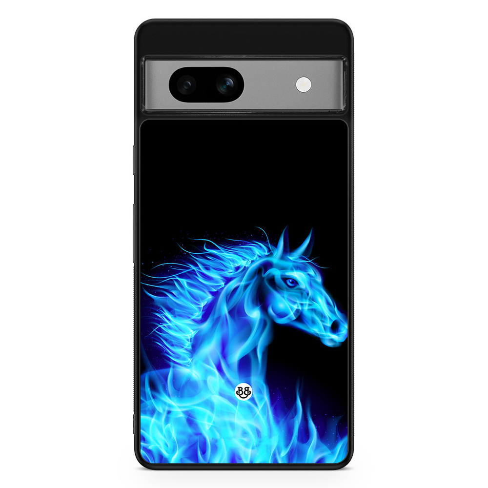 Google Pixel 7a Case - Flames Horse Blue