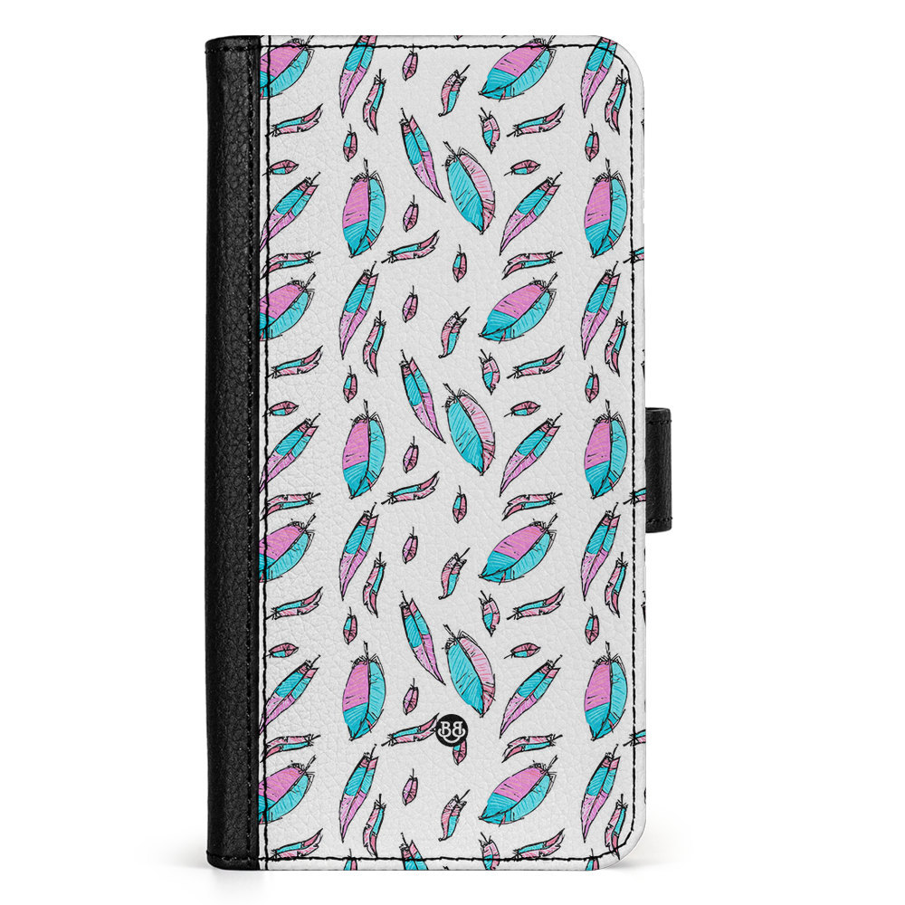 Doro 8050 Wallet Case - Pink/Blue Feathers
