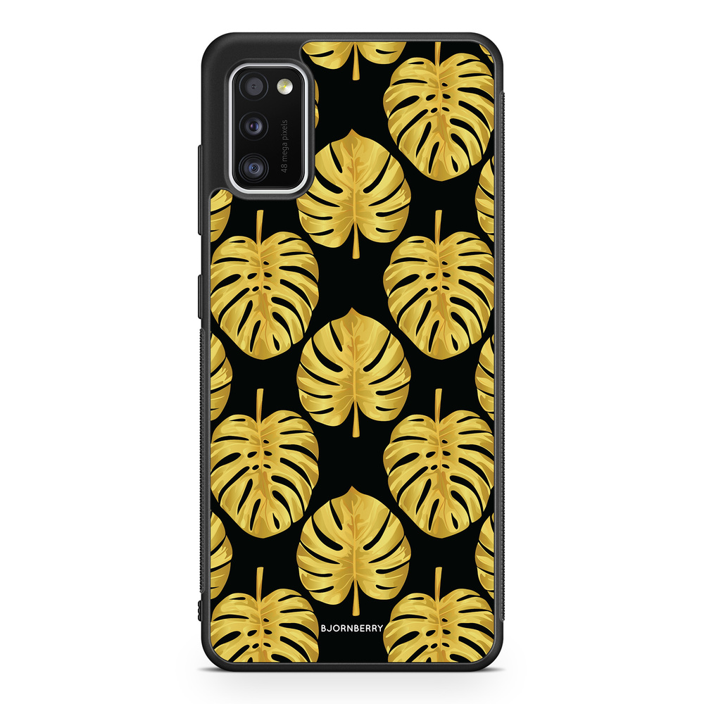 Samsung Galaxy A41 Case - Gold Monstera