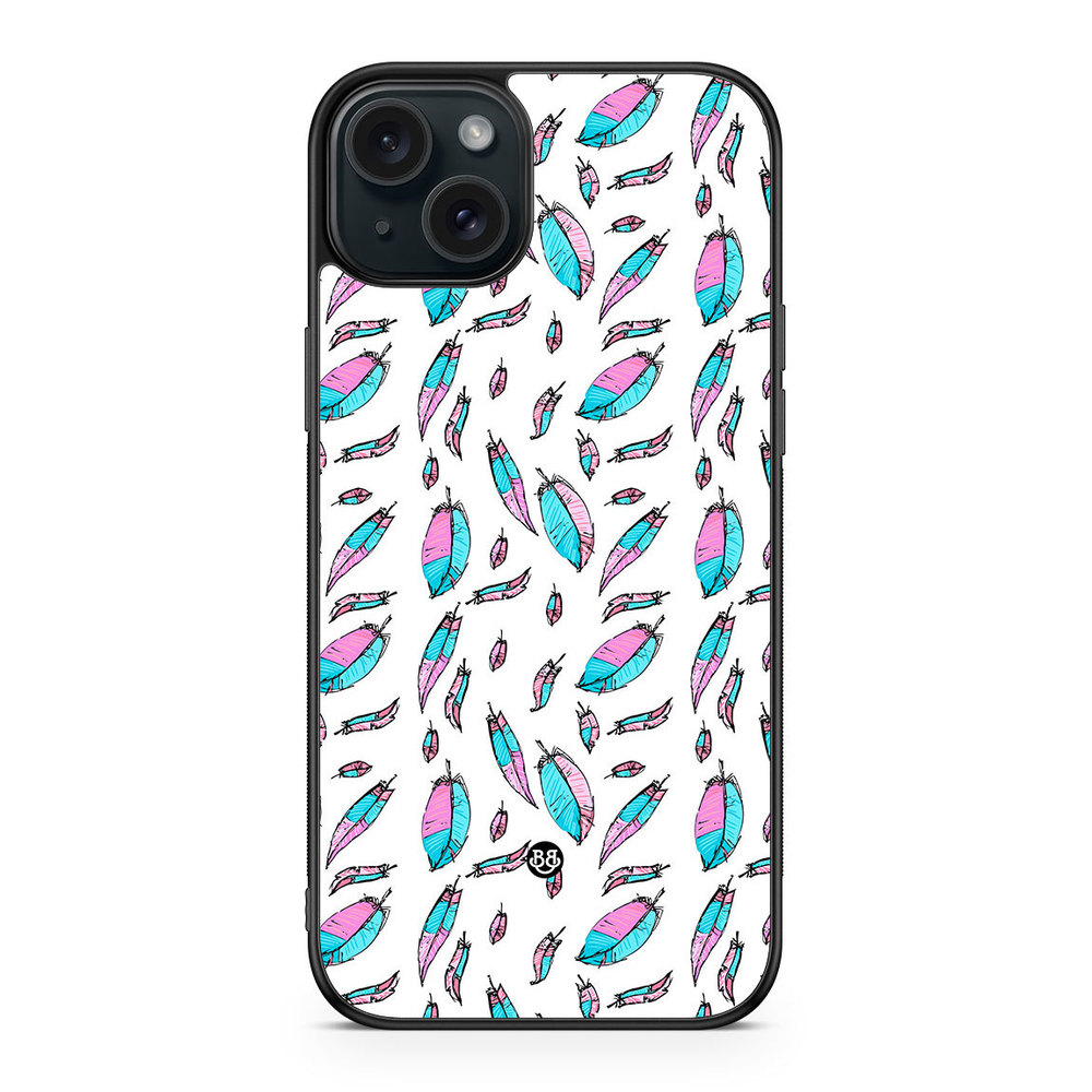 iPhone 15 Plus Case - Pink/Blue Feathers