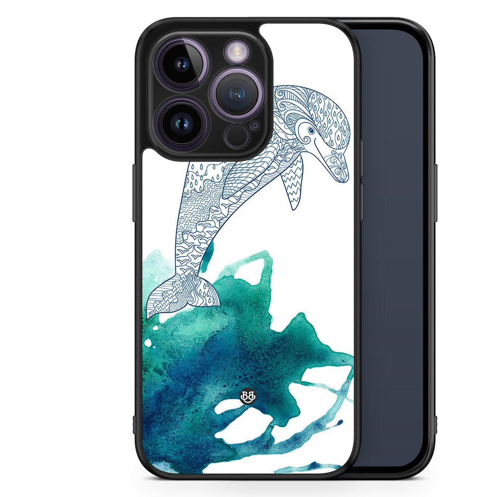 iPhone 14 Pro Case - Mandala Dolphin