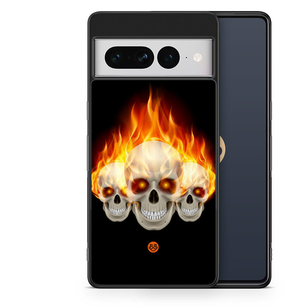 Google Pixel 7 Pro Skal - Flames Dödskallar