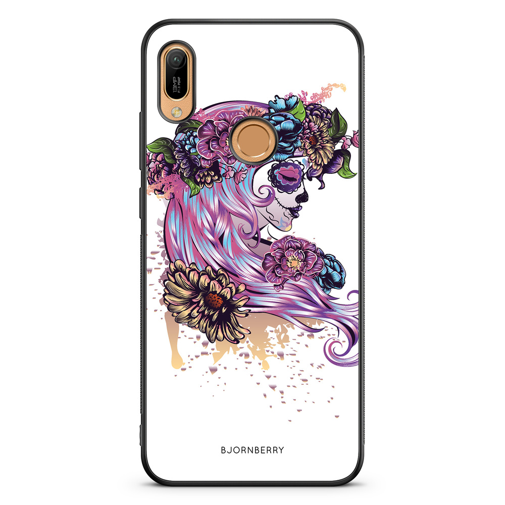 Huawei Y6 2019 Case - Skull Girl Flowers
