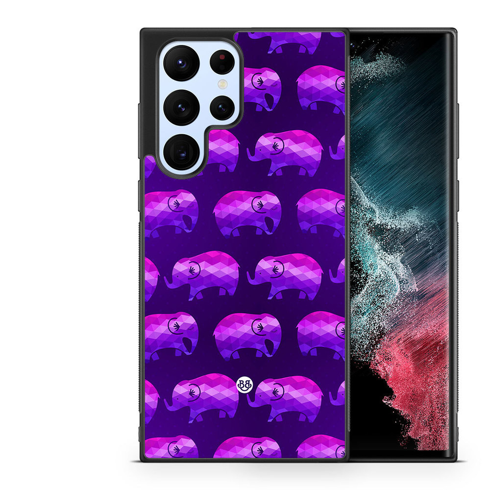 Samsung Galaxy S23 Ultra 5G Skal - Lila Elefanter