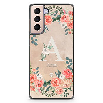 Samsung Galaxy S21 Custom Skal - Monogram Sand