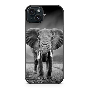iPhone 15 Plus Skal - Svart/vit Elefant