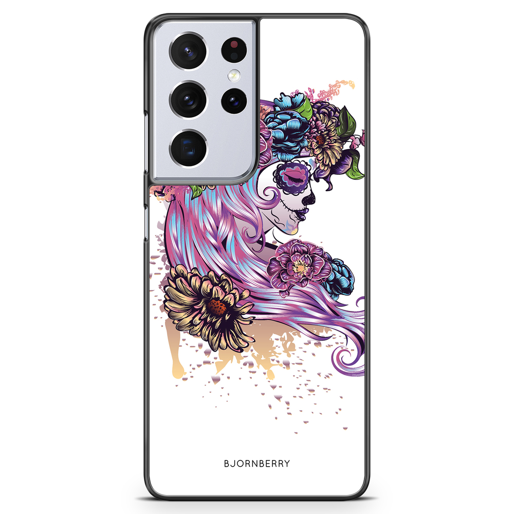 Samsung Galaxy S21 Ultra Case - Skull Girl Flowers