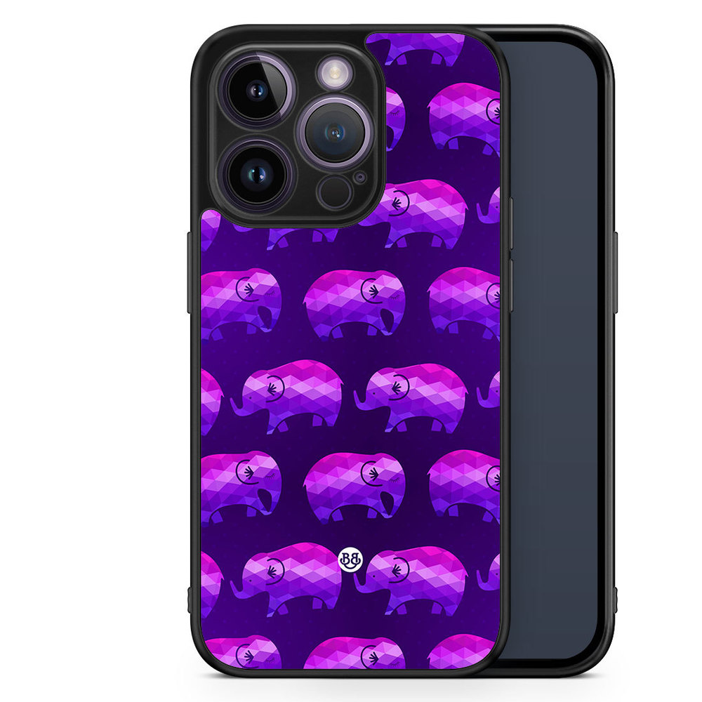 iPhone 14 Pro Case - Purple Elephants