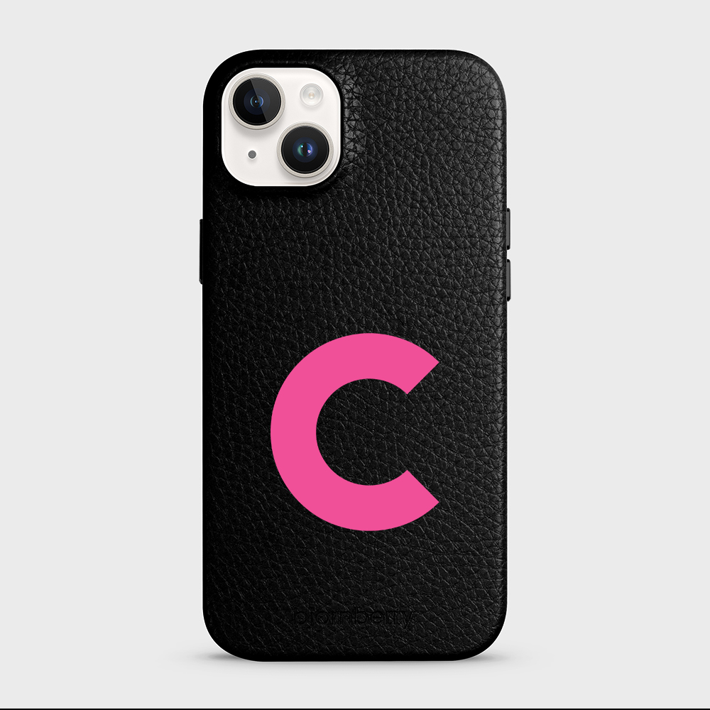 iPhone 15 Plus Personalised Leather Case - Initial - 38