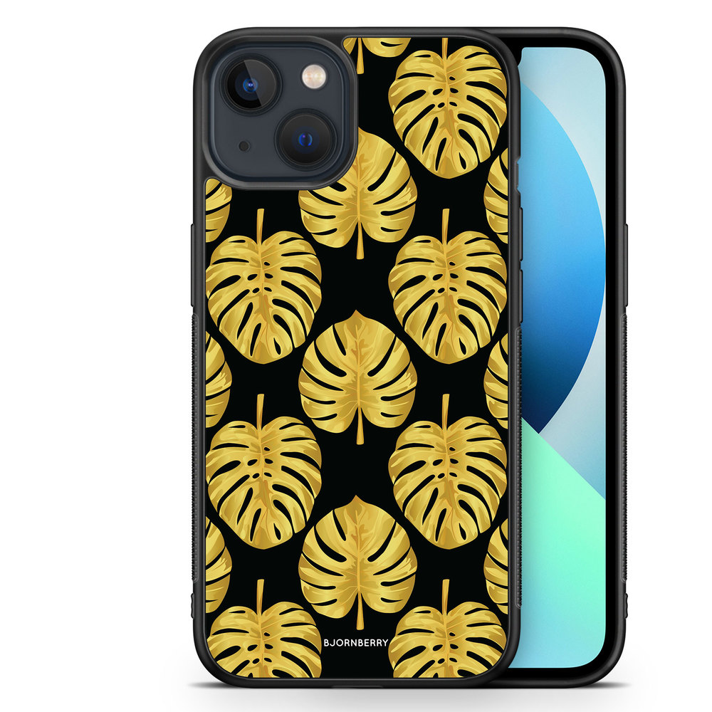 iPhone 13 Mini Case - Gold Monstera