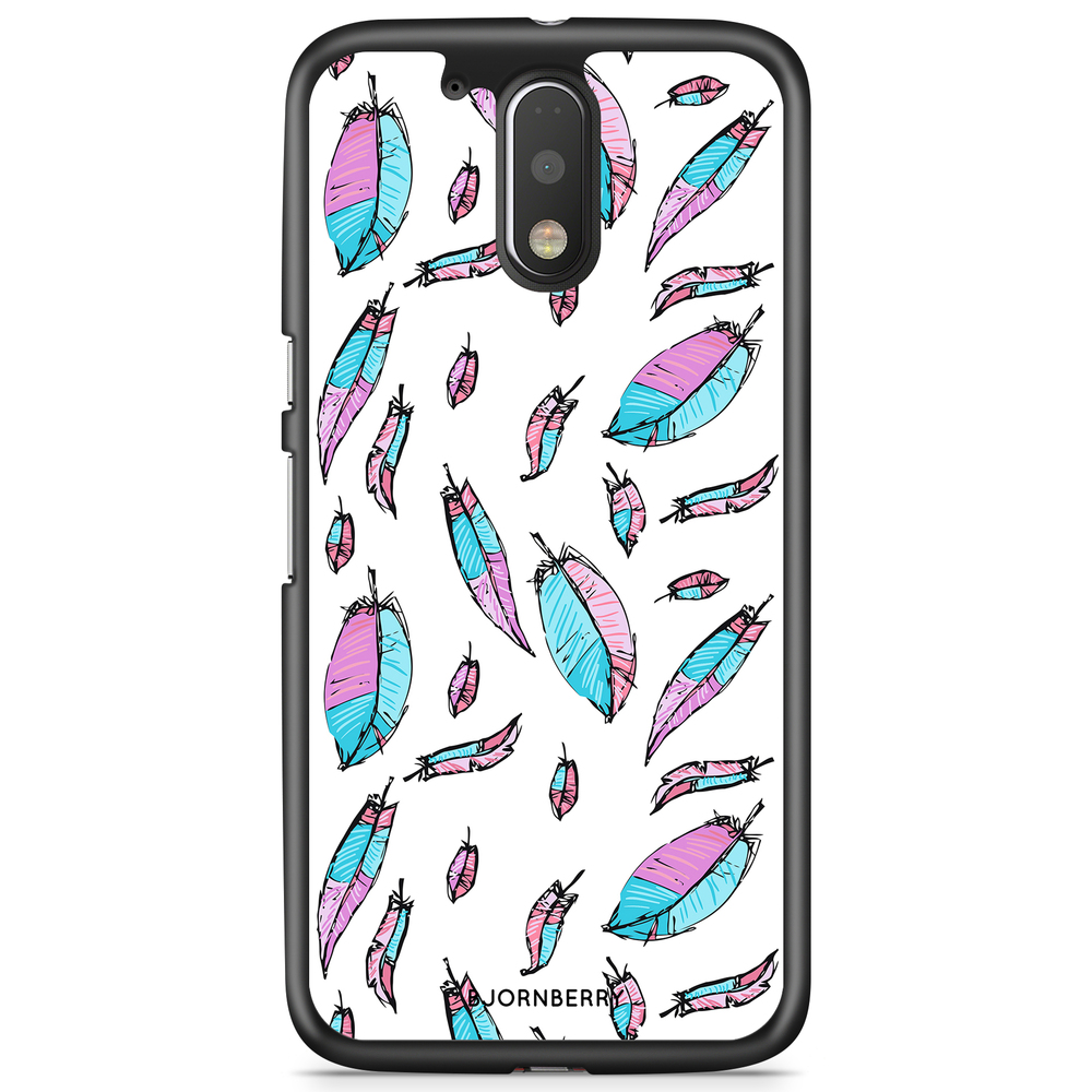 Moto G4/G4 Plus Case - Pink/Blue Feathers