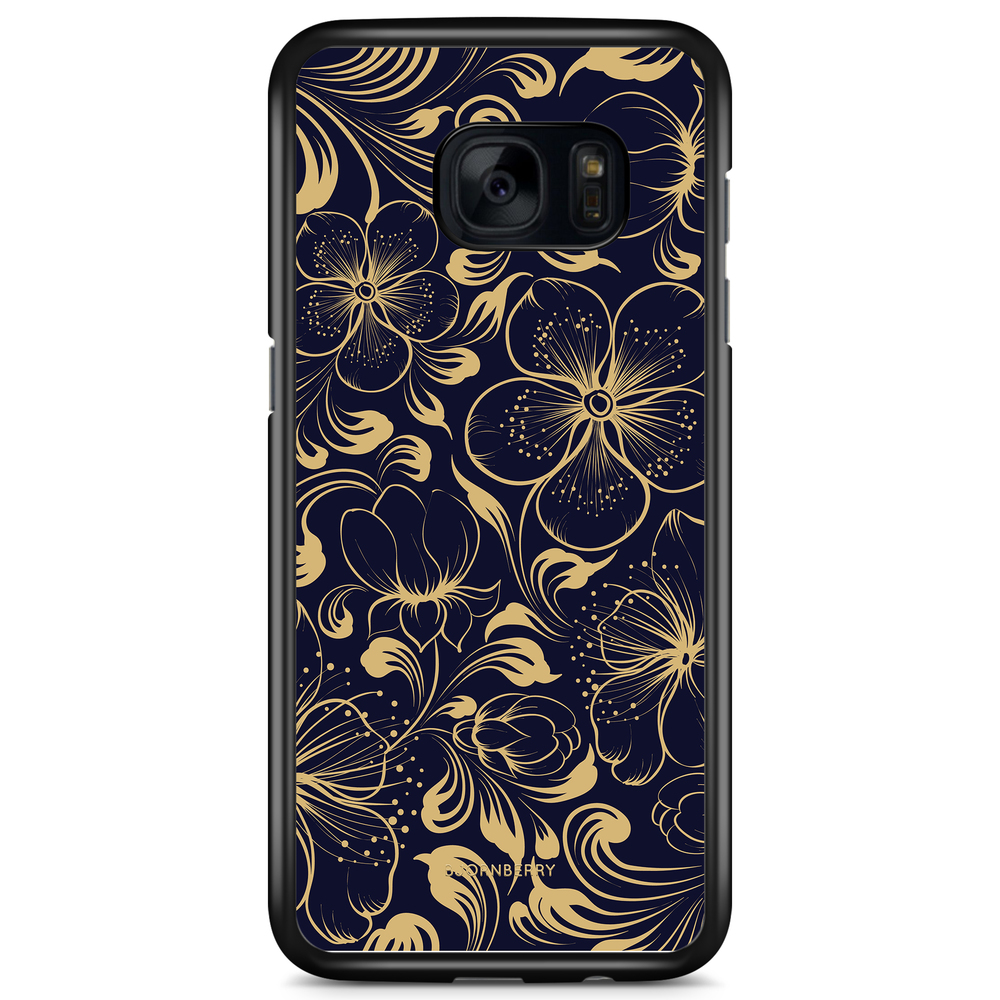 Samsung Galaxy S7 Edge Case - Dark Blue Flowers