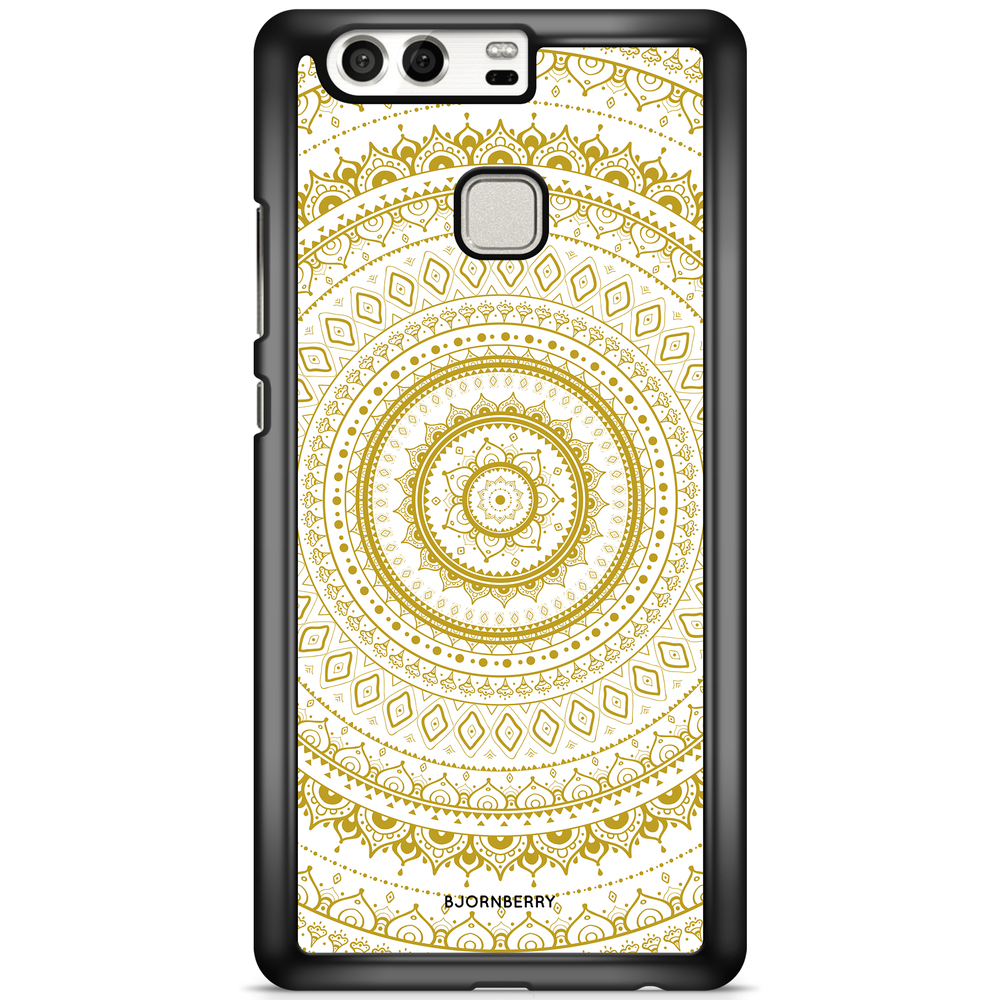 Huawei P9 Case - Vit Guld Mandala
