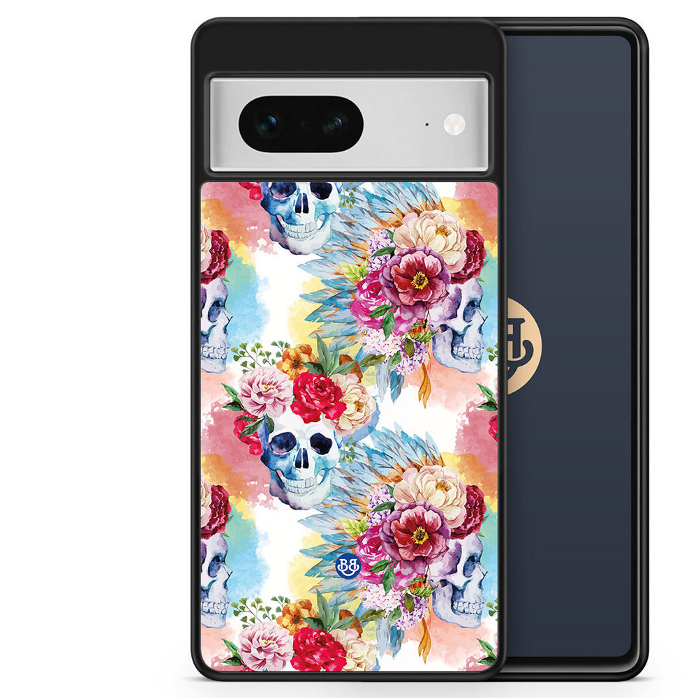 Google Pixel 7 Case - Skulls And Flowers