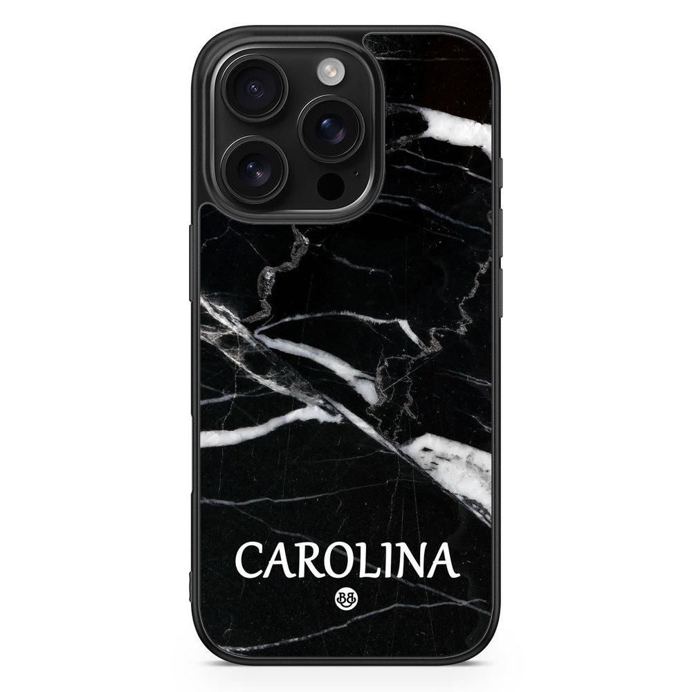 iPhone 16 Pro Custom Case - Black Marble Name