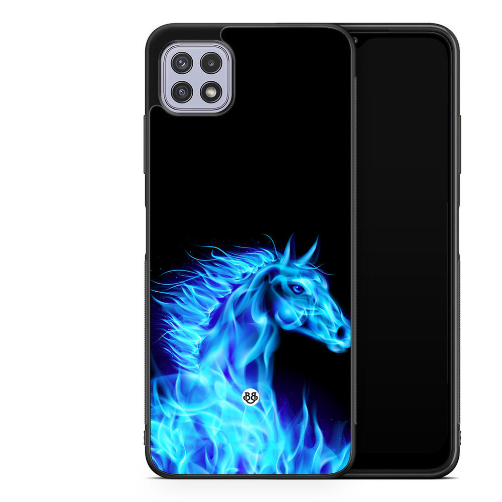 Samsung Galaxy A22 4G Case - Flames Horse Blue