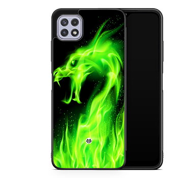 Samsung Galaxy A22 4G Case - Green Flames Dragon