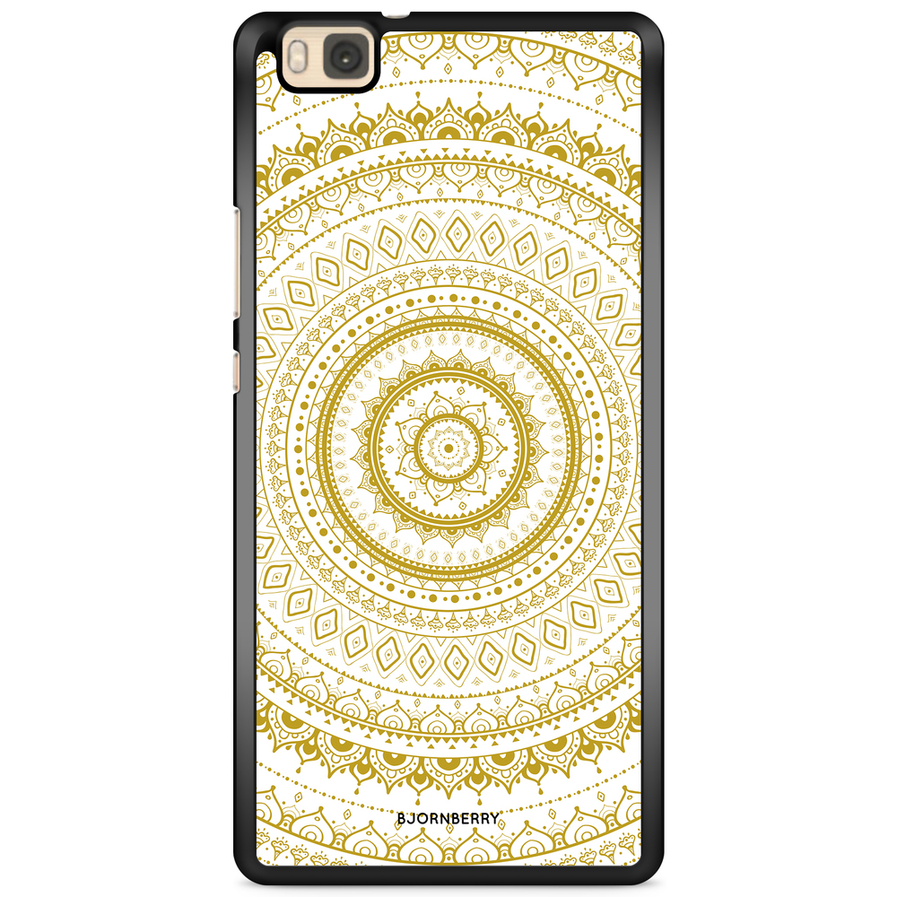 Huawei P8 Lite Case - Vit Guld Mandala