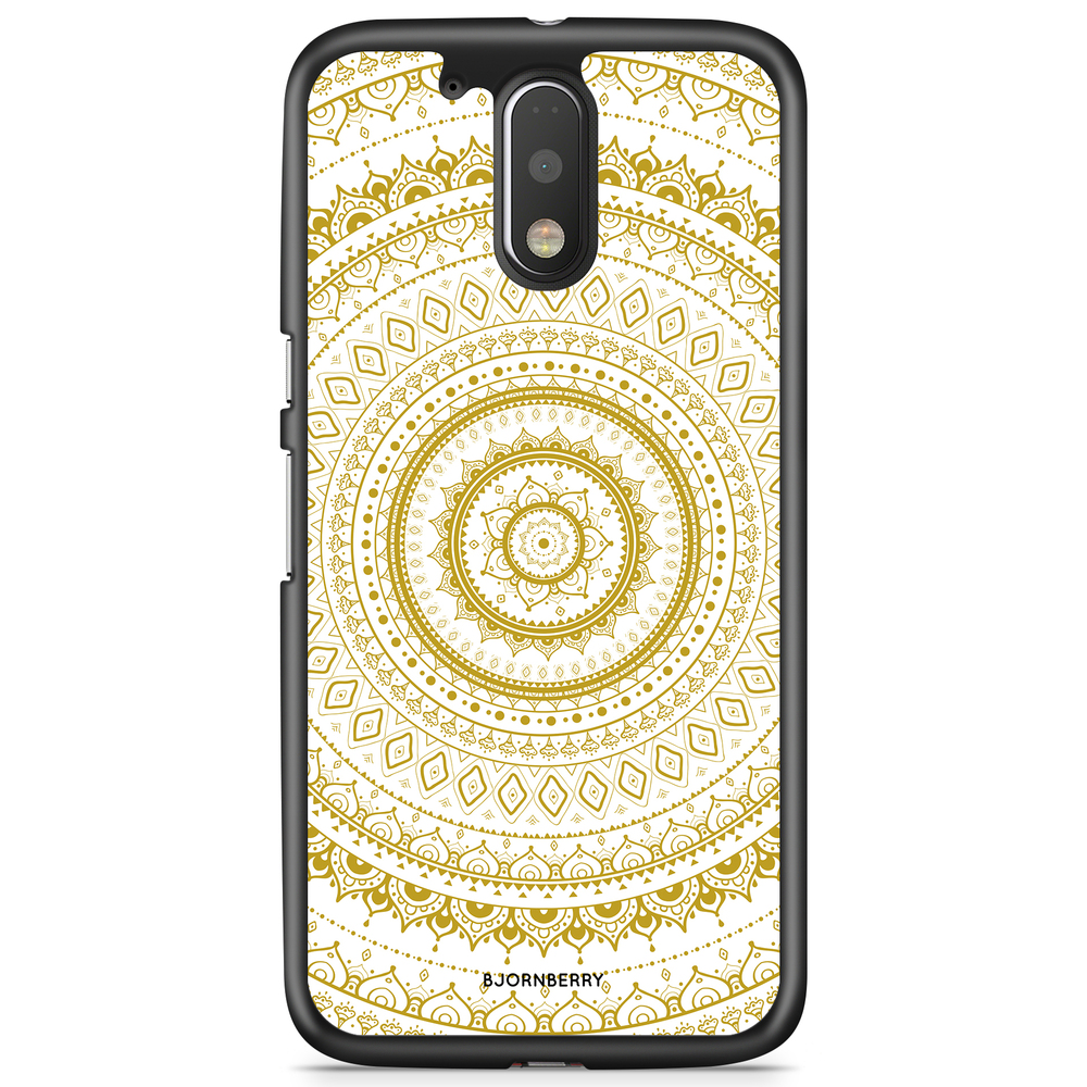 Moto G4/G4 Plus Case - Vit Guld Mandala