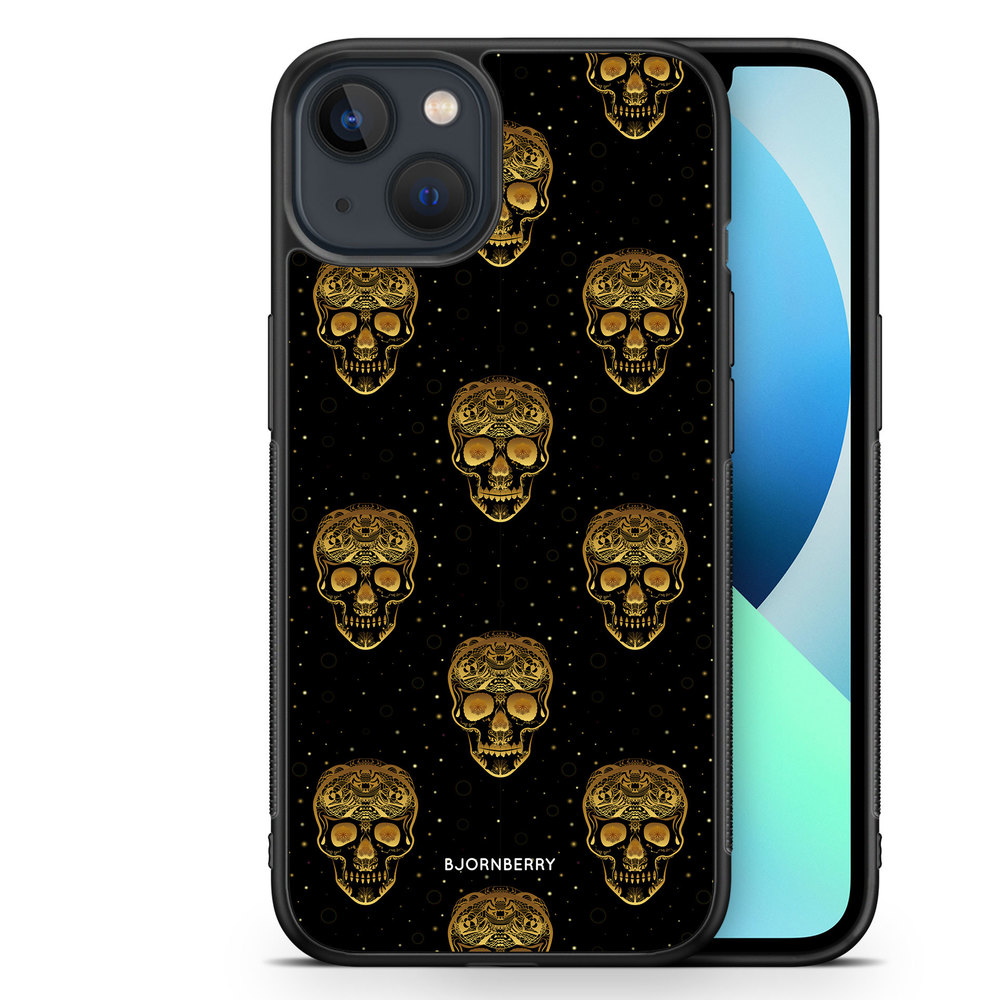 iPhone 13 Mini Case - Gold Skulls