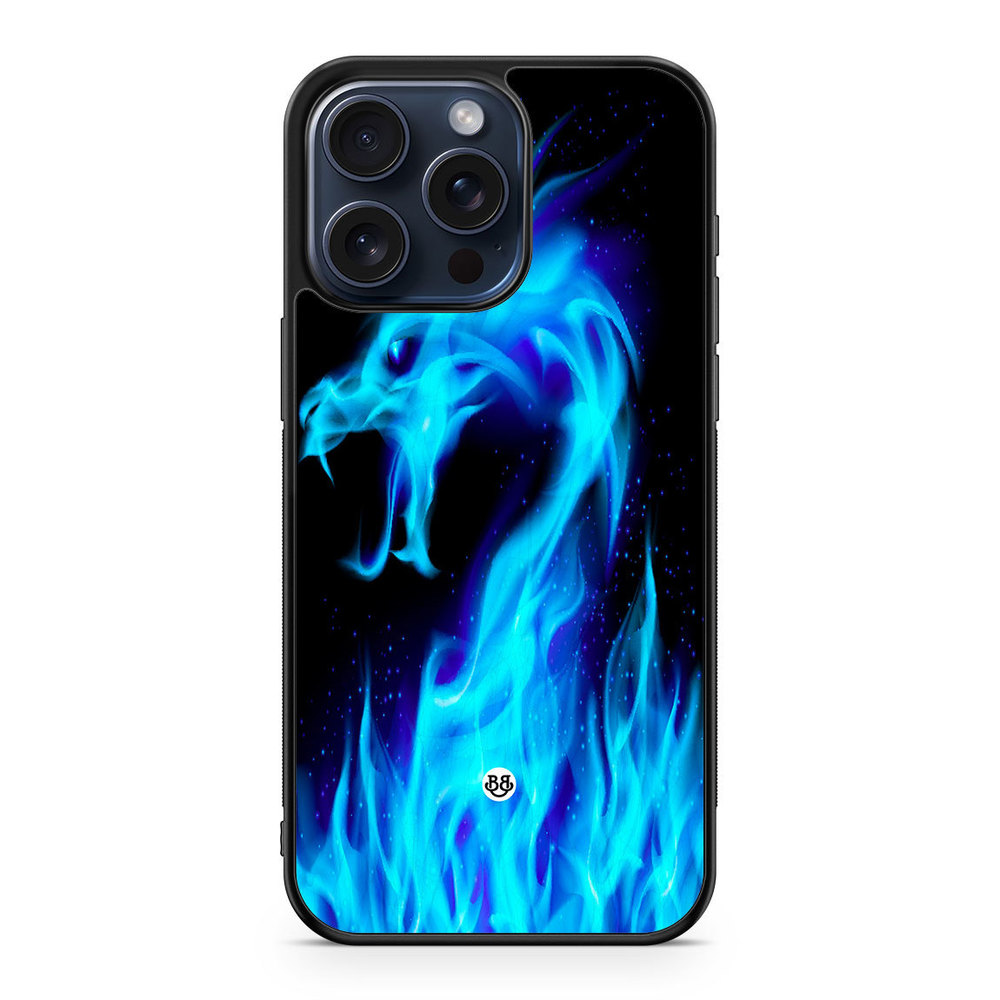 iPhone 15 Pro Max Case - Blue Flames Dragon