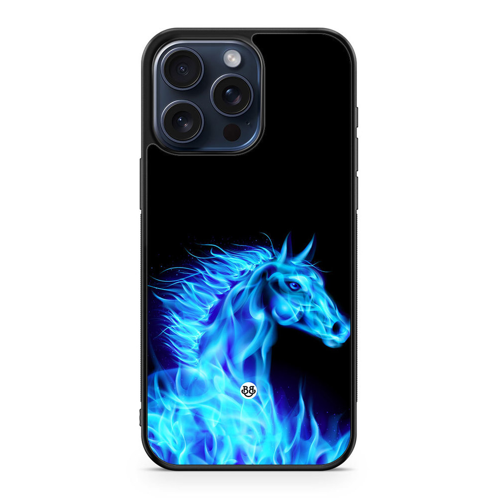 iPhone 15 Pro Max Case - Flames Horse Blue