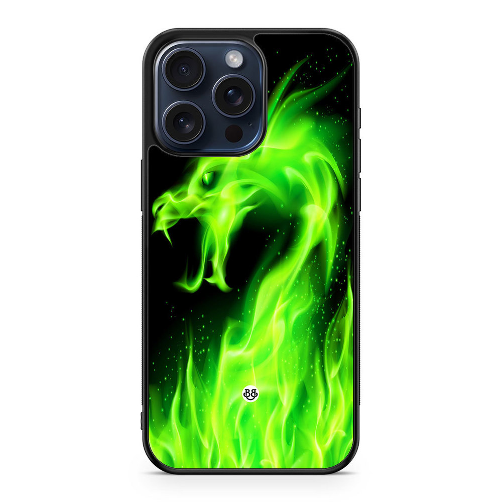 iPhone 15 Pro Max Case - Green Flames Dragon