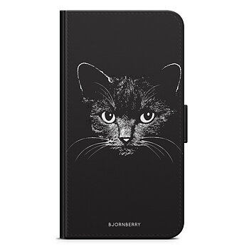 Huawei P8 Lite Wallet Case - Black/White Cat