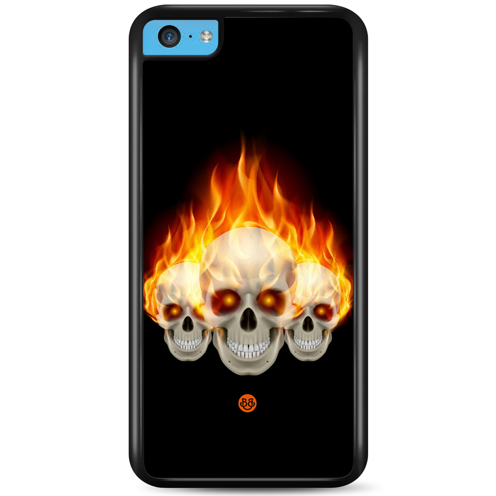 iPhone 5C Case - Flames Skulls