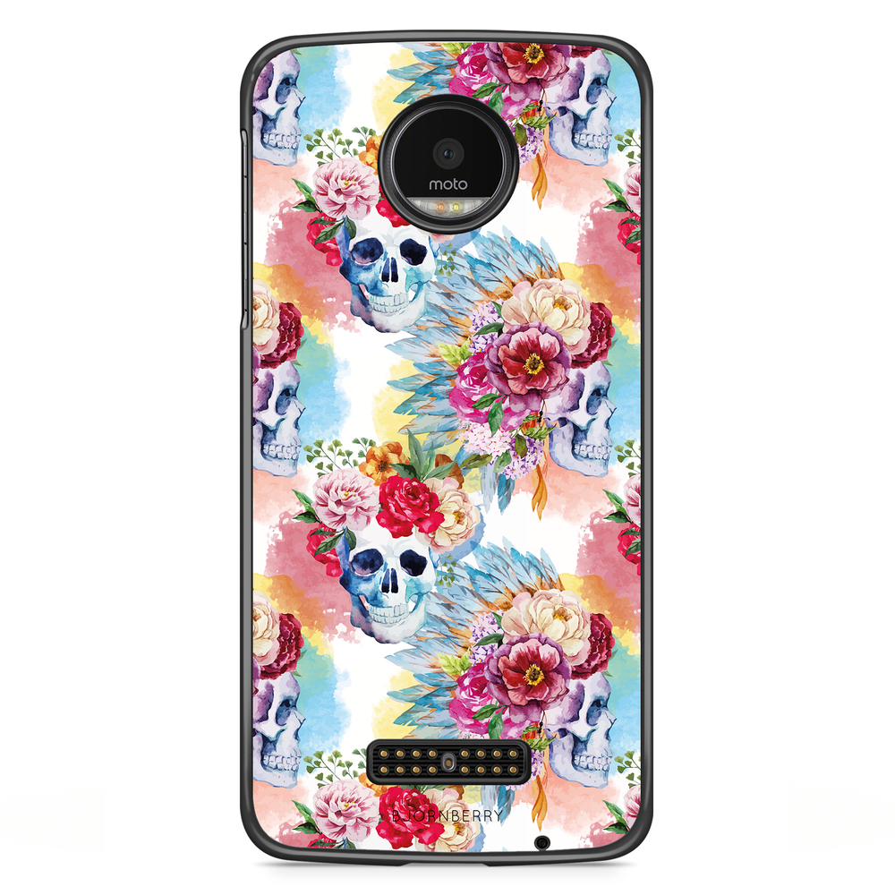 Moto Z2 Play Case - Skulls And Flowers