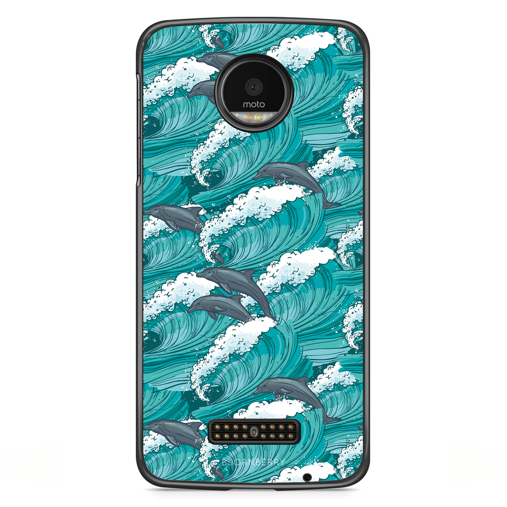 Moto Z2 Play Case - Waves And Dolphins