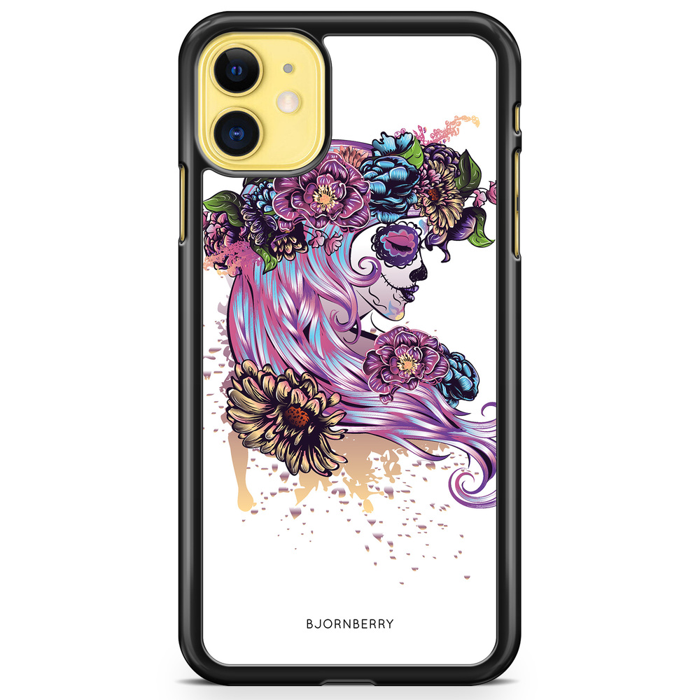 iPhone 11 Case - Skull Girl Flowers