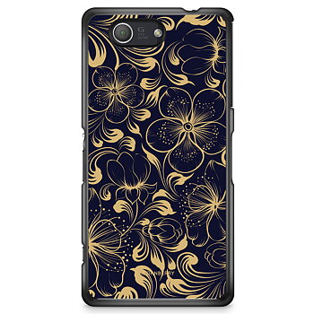 Sony Xperia Z3 Compact Skal - Mörkblå Blommor
