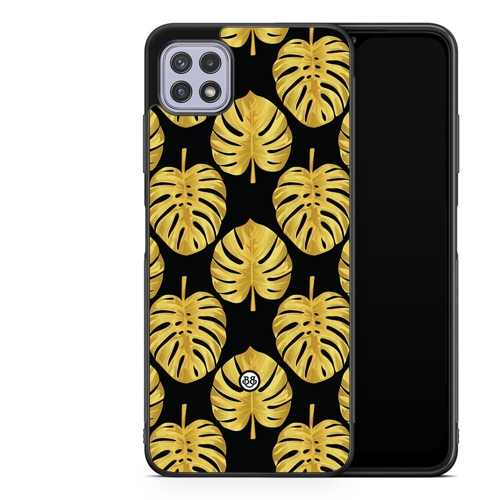 Samsung Galaxy A22 4G Case - Gold Monstera
