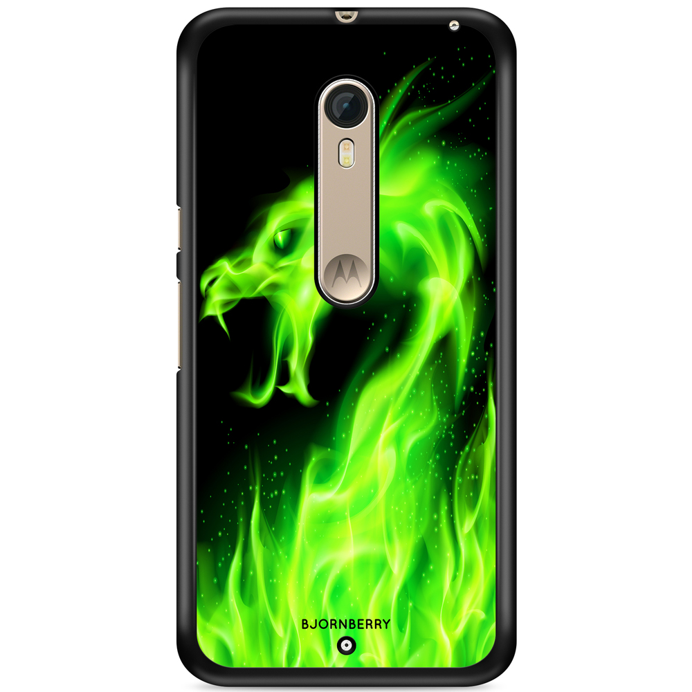 Moto X Style Case - Green Flames Dragon