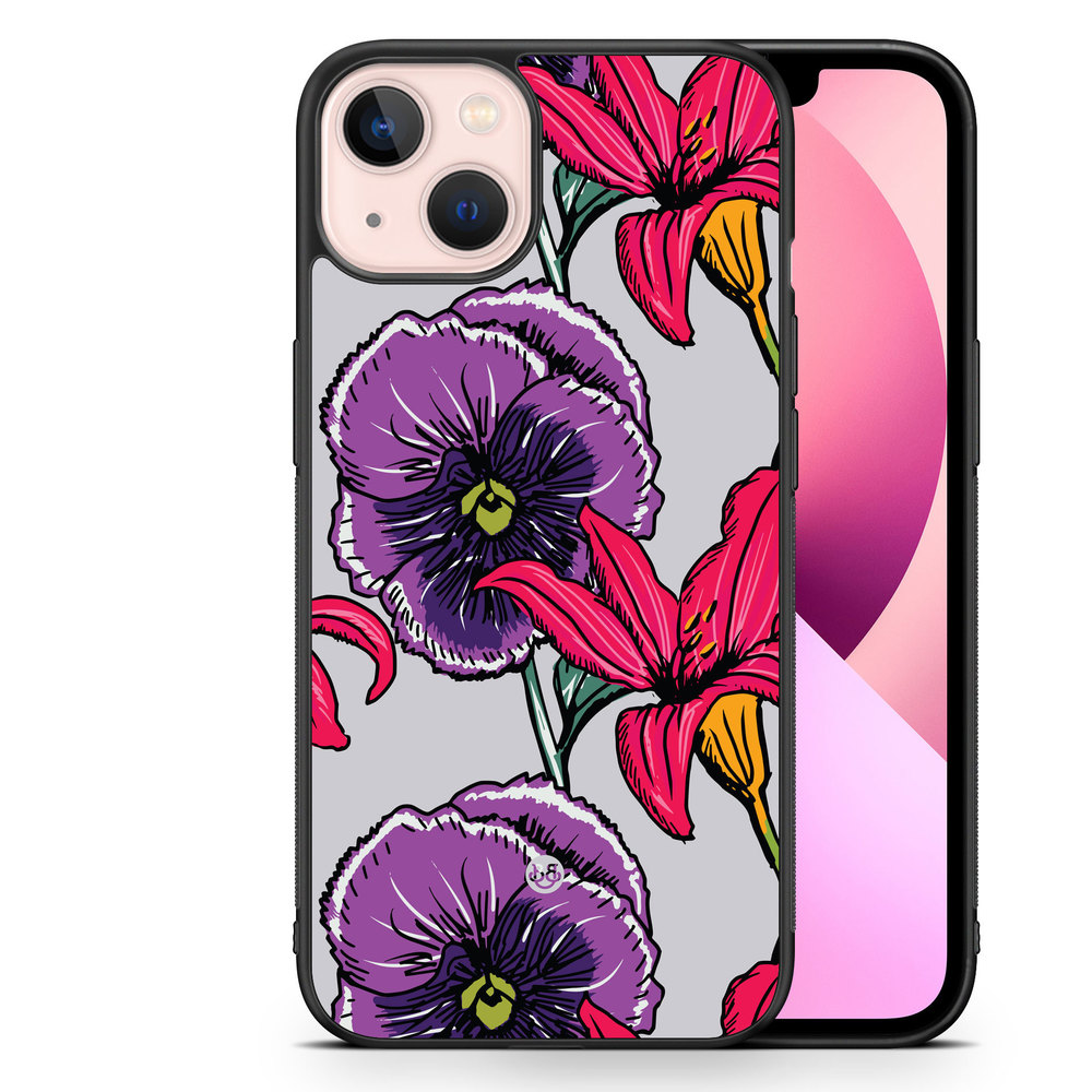 iPhone 13 Case - Purple/Cerise Floral