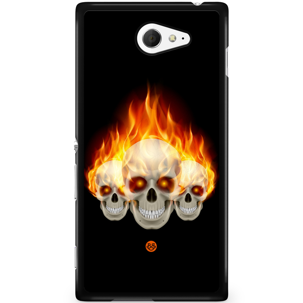 Sony Xperia M2 Aqua Case - Flames Skulls