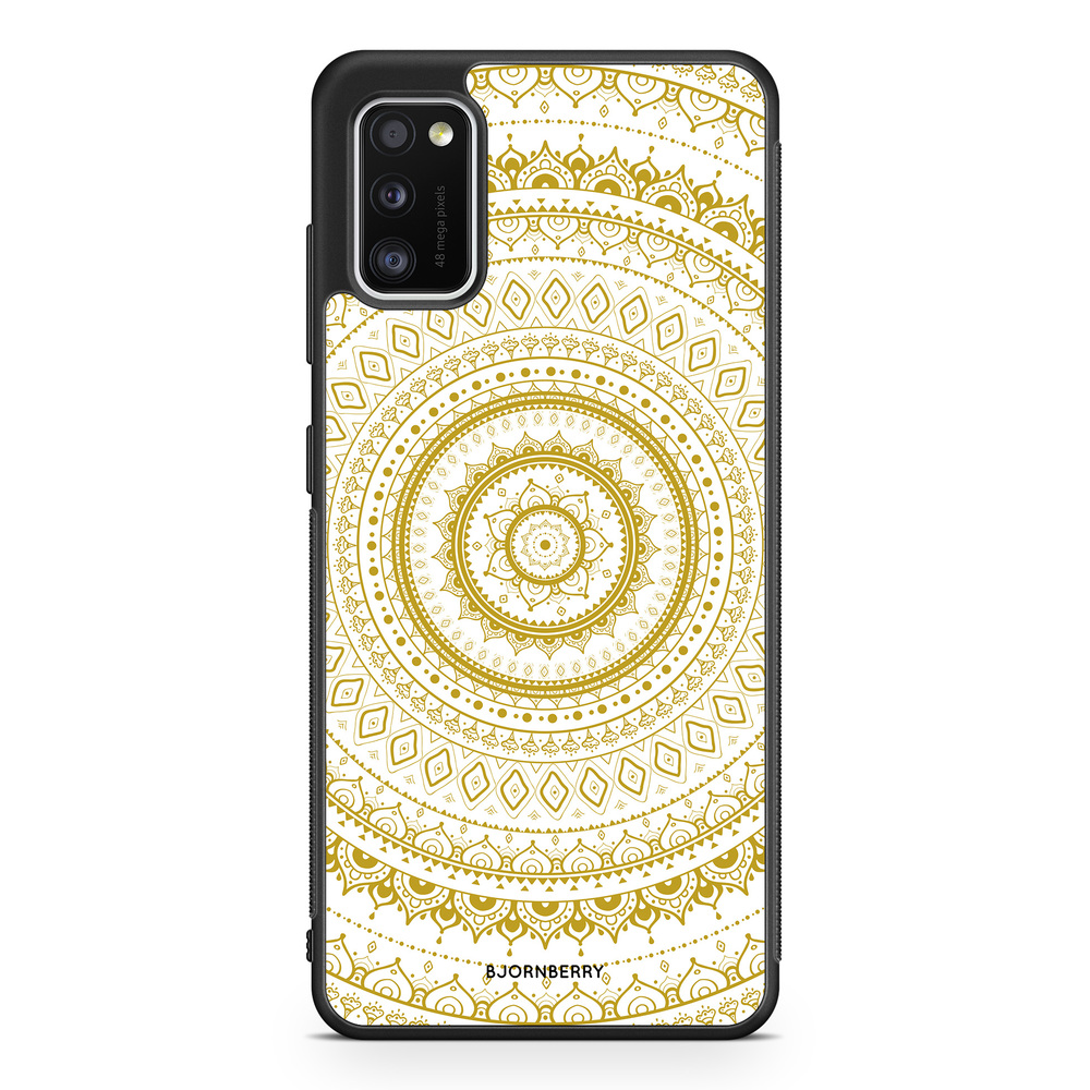 Samsung Galaxy A41 Case - White Gold Mandala