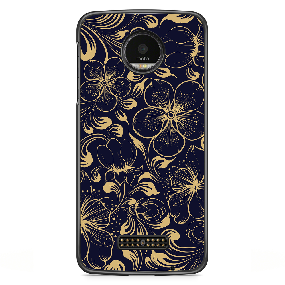 Motorola Moto Z Case - Dark Blue Flowers