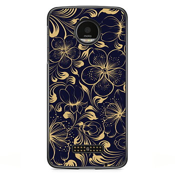 Motorola Moto Z Skal - Mörkblå Blommor