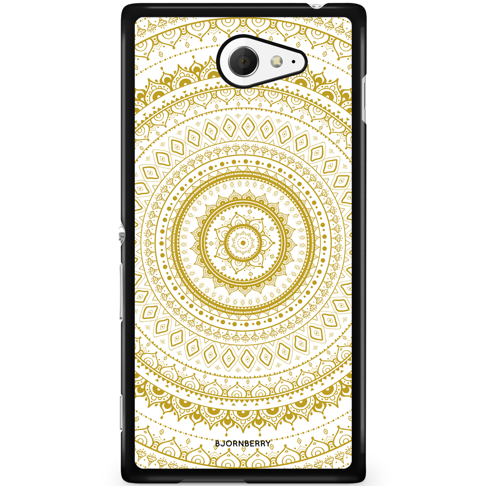 Sony Xperia M2 Aqua Case - Vit Guld Mandala